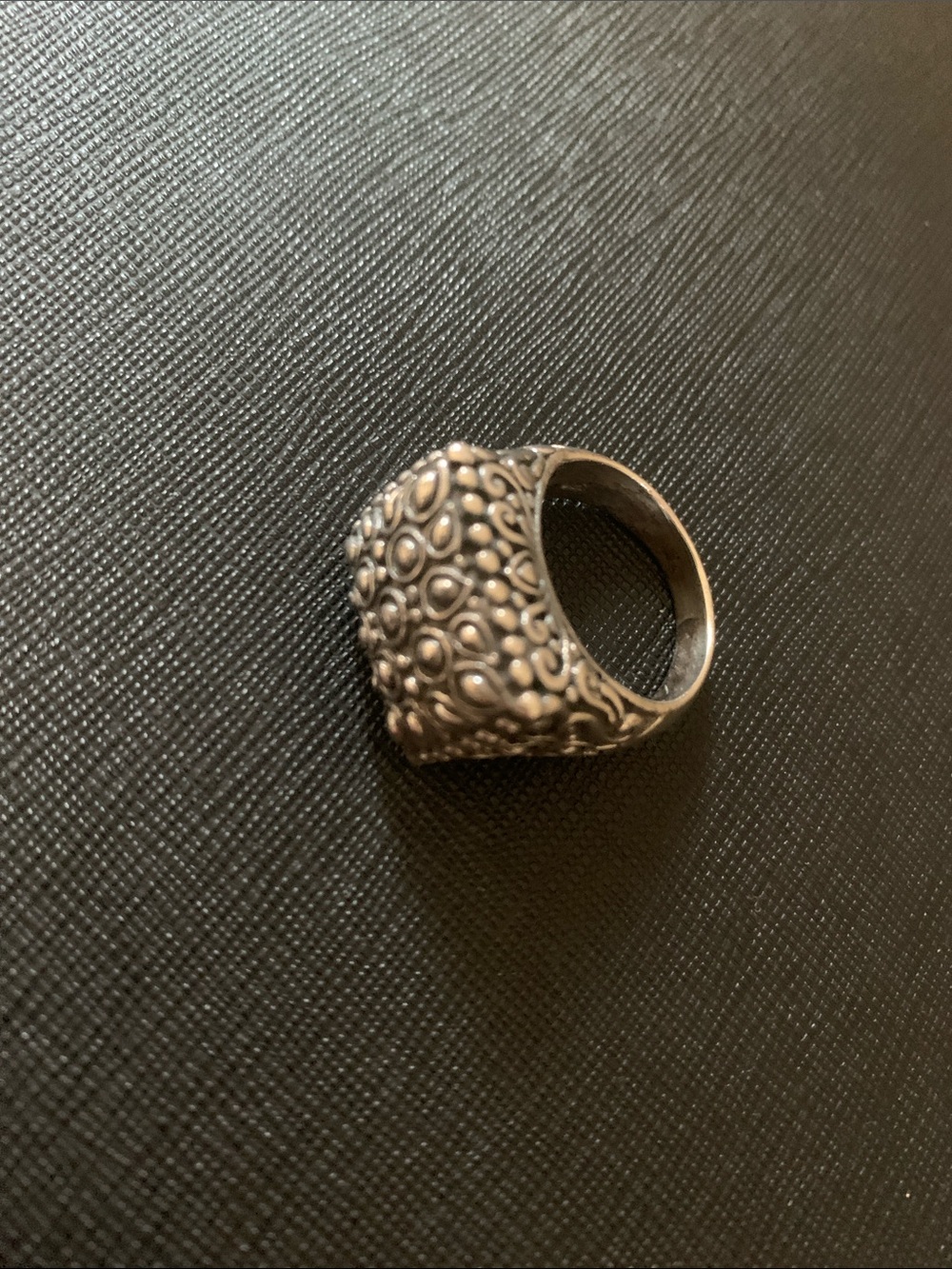 Textured Dome Silver-Tone Statement Ring